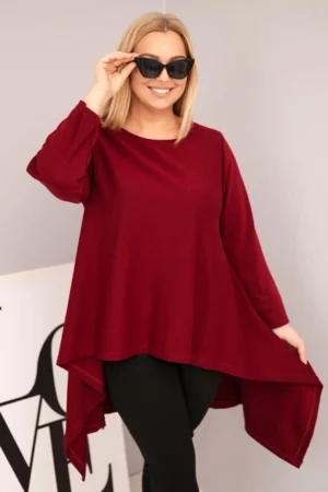 Moteriška Plus Size medvilninė tunika asimetrinio silueto