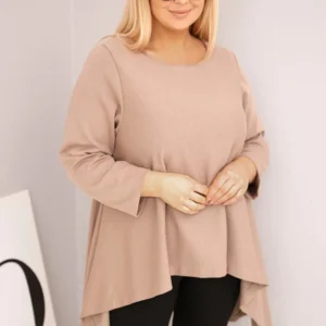 Moteriška tunika Plus Size medvilninė asimetrinio kirpimo fango