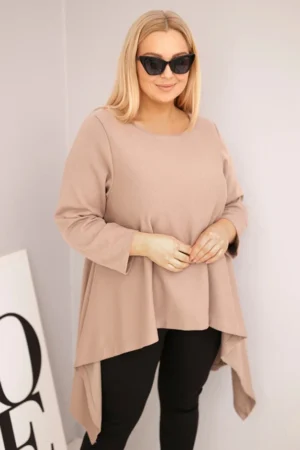 Moteriška tunika Plus Size medvilninė asimetrinio kirpimo fango