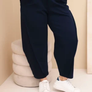 Moteriškos medvilninės Plus Size kelnės laisvo kirpimo su aukštu liemeniu