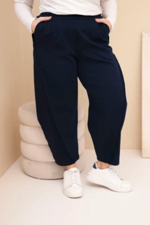 Moteriškos medvilninės Plus Size kelnės laisvo kirpimo su aukštu liemeniu