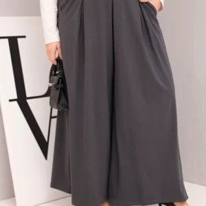 Moteriškos medvilninės Plus Size kelnės plačiais džinsais ir laisvu kirpimu