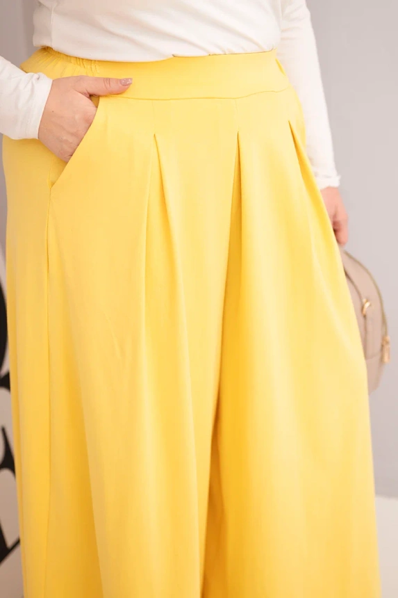 36945_3 Moteriškos plačios kojos medvilninės kelnės Plus Size ir laisvu kirpimu - Image 4