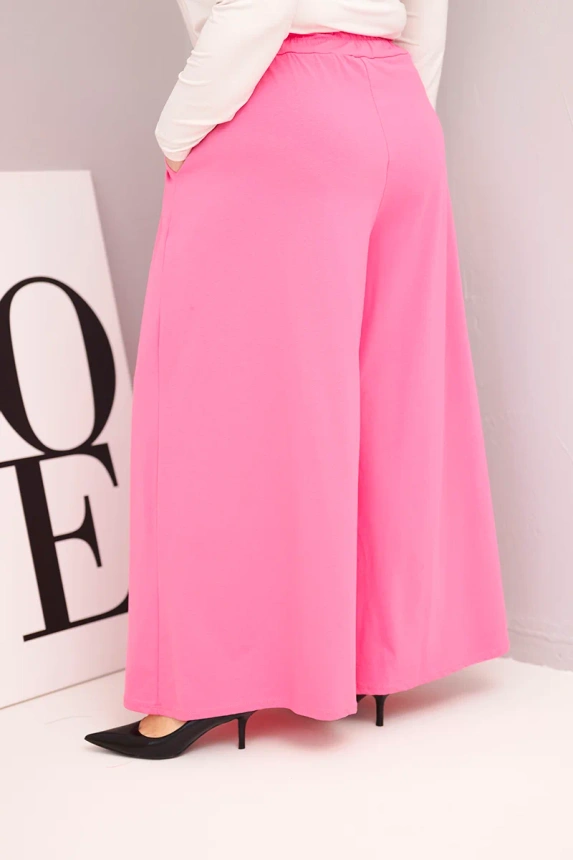 36947_2 Moteriškos medvilninės kelnės Plus Size su plačiais šonais ir laisvu siluetu šviesiai - Image 3