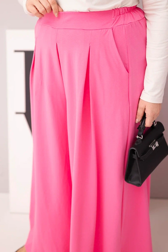 36947_4 Moteriškos medvilninės kelnės Plus Size su plačiais šonais ir laisvu siluetu šviesiai - Image 4