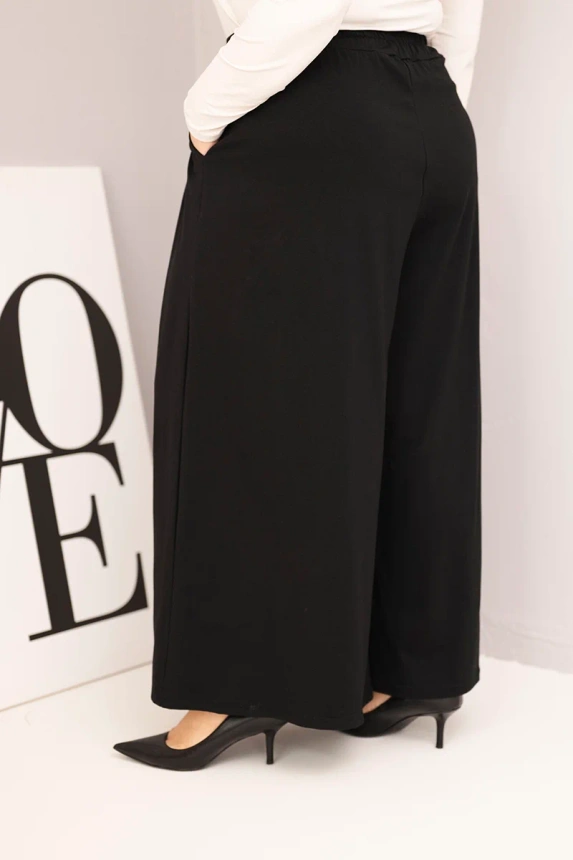 36950_2 Moteriškos medvilninės kelnės Plus Size plačiomis kojomis ir laisvu kirpimu - Image 3