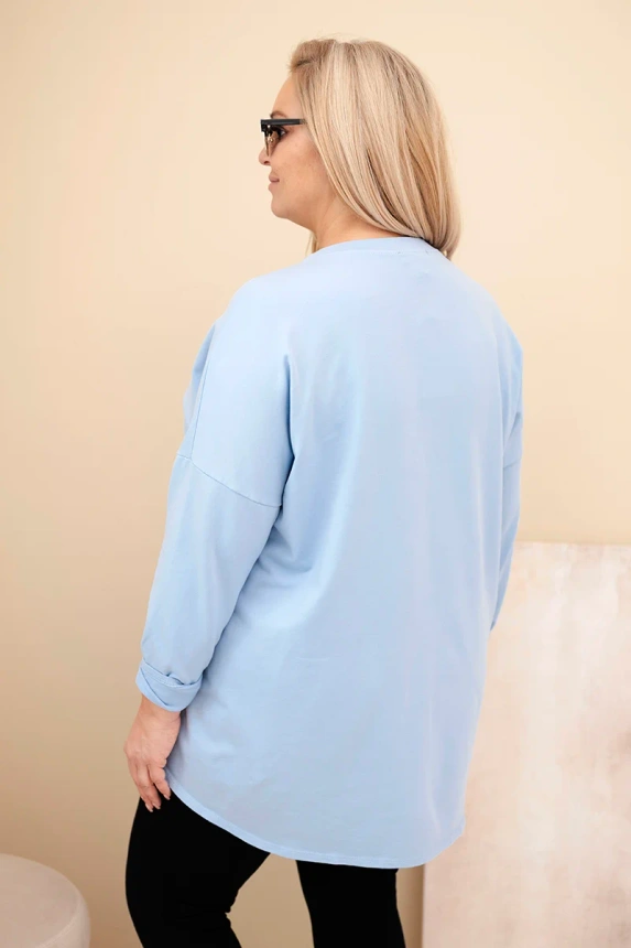 37009_2 Moteriška Plus Size medvilninė bluzonė su pasukamais rankovėmis ir leopardiniu juostele - Image 3