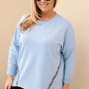 Moteriška Plus Size medvilninė bluzonė su pasukamais rankovėmis ir leopardiniu juostele