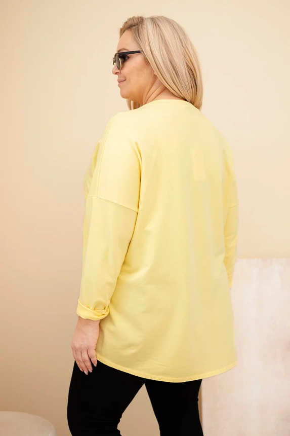 37013_2 Moteriška Plus Size medvilninė palaidinė su suktiniais rankovėmis ir leopardų juostele - Image 3