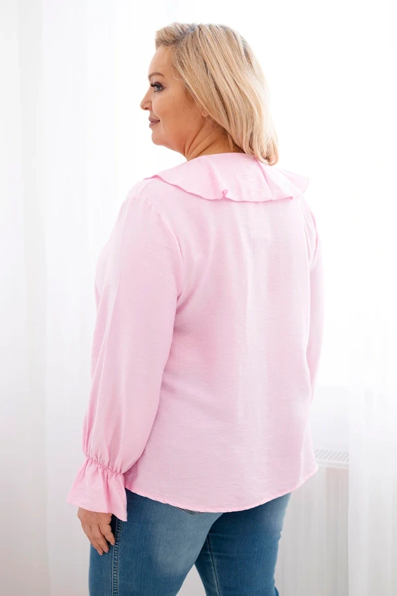 37020_2 Moteriška viskozinė bluzonė Plus Size su volantais ir dekoratyvine segtuku saldžiai - Image 3