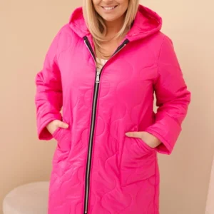 Moteriška Plus Size žieminė pūkinė striukė su gobtuvu neoninė