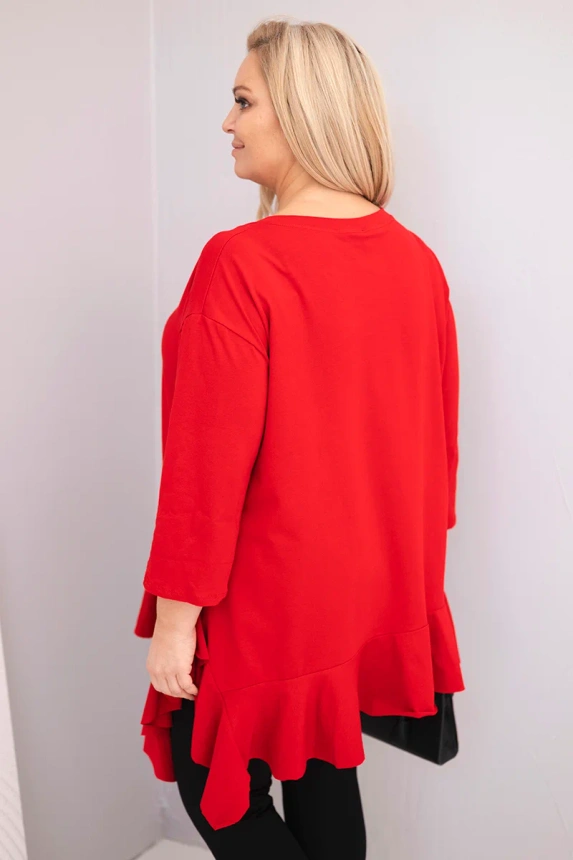 37074_2 Moteriška Plus Size bluzonė su medvilne, su raukiniais ir pasukamomis rankovėmis - Image 3