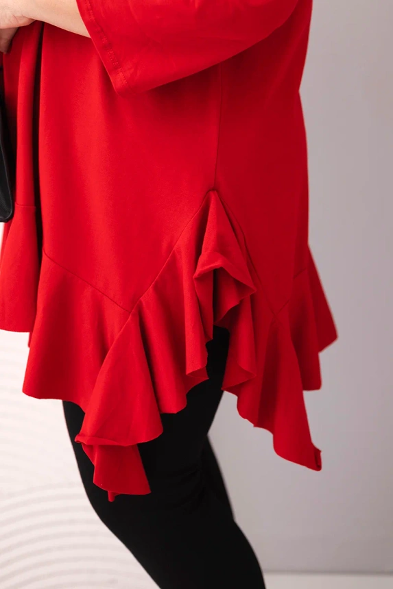 37074_3 Moteriška Plus Size bluzonė su medvilne, su raukiniais ir pasukamomis rankovėmis - Image 4