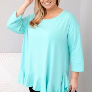 Moteriška Plus Size palaidinė su medvilne, su raukiniais ir pasukamomis rankovėmis