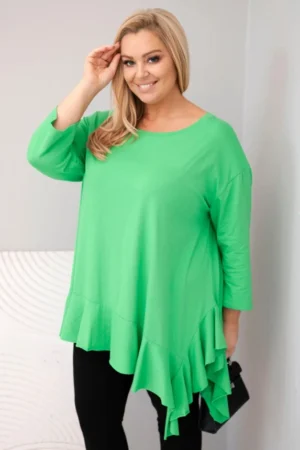 Moteriška Plus Size bluzonė su medvilne, raukiniu ir suktiniais rankovėmis šviesiai