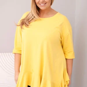 Moteriška bluzonė Plus Size su medvilne, su volanu ir nusukamu rankovėmis