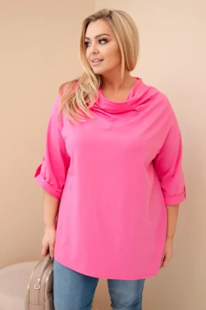 Moteriška Plus Size marškinėliai su medvilne laisvu kirpimu vandens iškirpte šviesiai