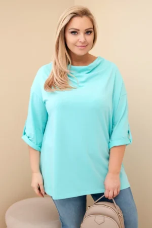 Moteriška Plus Size marškinėliai su medvilne laisvu kirpimu ir vandens iškirpte