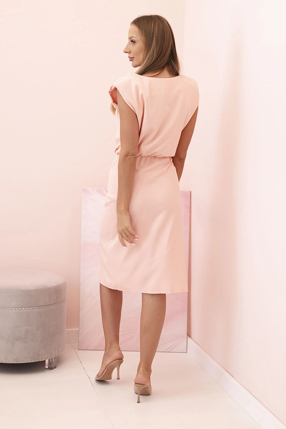 37119_4 Moteriška medvilninė raukinė su V formos iškirpte ir mygtukais tamsiai - Image 4