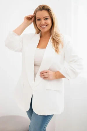 Moteriška elegantiška Plus Size švarkas ecru