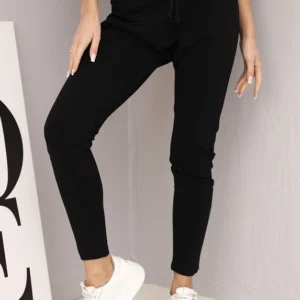 Moteriški džinsai su elastingu diržu ir raišteliu