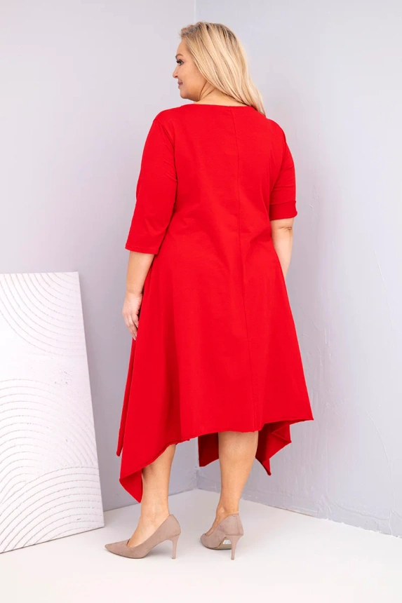 37417_2 Moteriška medvilninė suknelė Plus Size su asimetriniu kraštu - Image 3