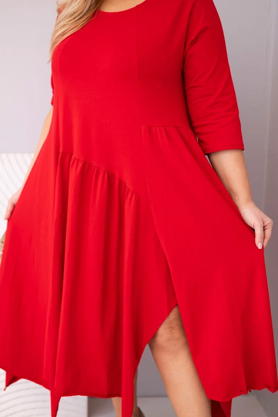 37417_4 Moteriška medvilninė suknelė Plus Size su asimetriniu kraštu - Image 4