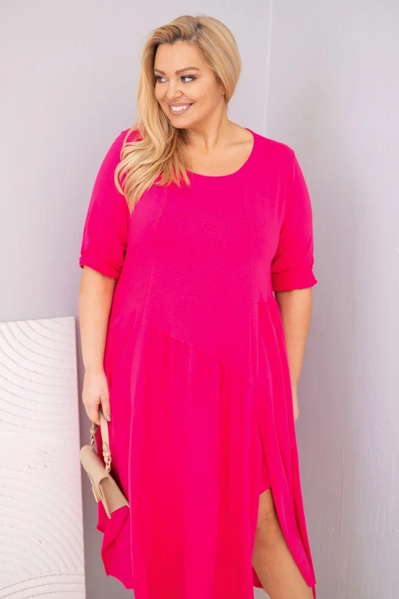 37419_3 Moteriška medvilninė suknelė Plus Size su asimetriniu apačiu - Image 2