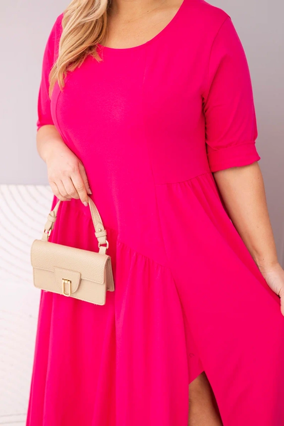 37419_4 Moteriška medvilninė suknelė Plus Size su asimetriniu apačiu - Image 4