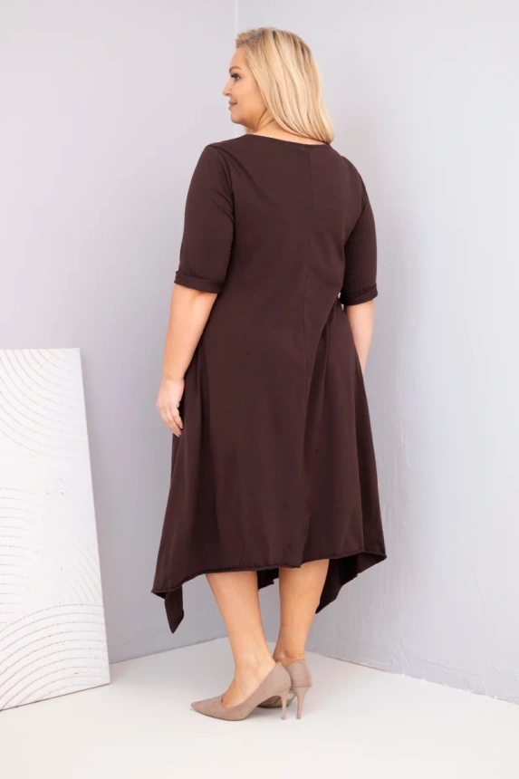 37424_2 Moteriška medvilninė suknelė Plus Size su asimetriniu apačiu - Image 3