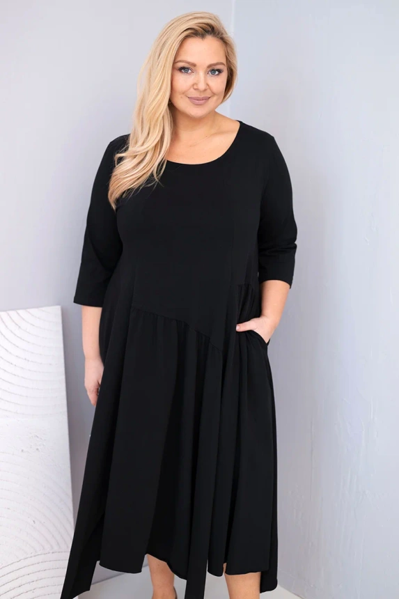 37425_3 Moteriška medvilninė suknelė Plus Size su asimetrišku apačiu - Image 2
