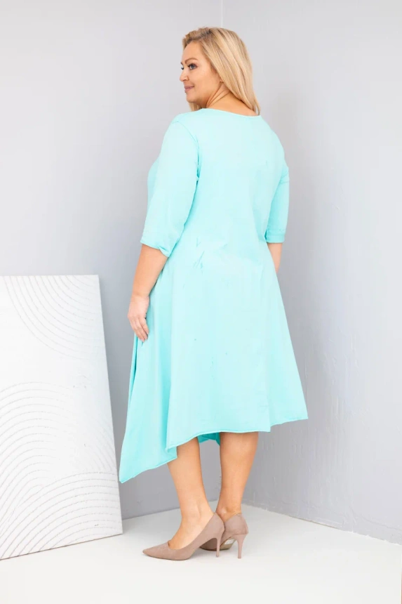 37426_2 Moteriška medvilninė suknelė Plus Size su asimetriniu apačiu - Image 3