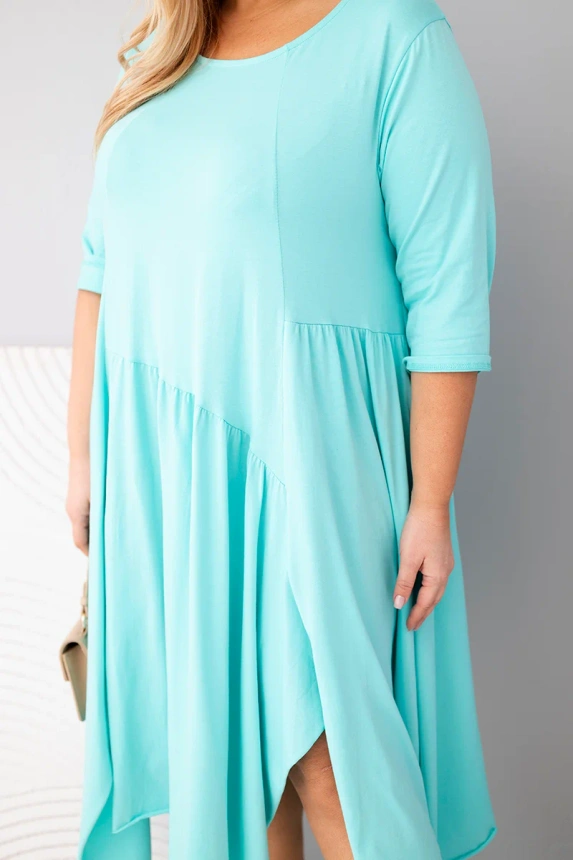 37426_4 Moteriška medvilninė suknelė Plus Size su asimetriniu apačiu - Image 4
