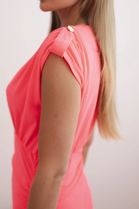 37495_2 Moteriška medvilninė suknelė vienam peti, prigludusio silueto ecru - Image 2