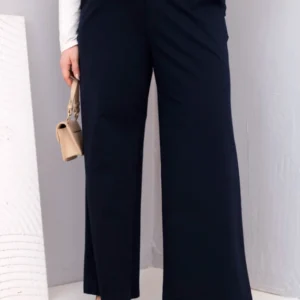 Moteriški Plus Size kelnių su plačiais keliais ir aukštu liemeniu