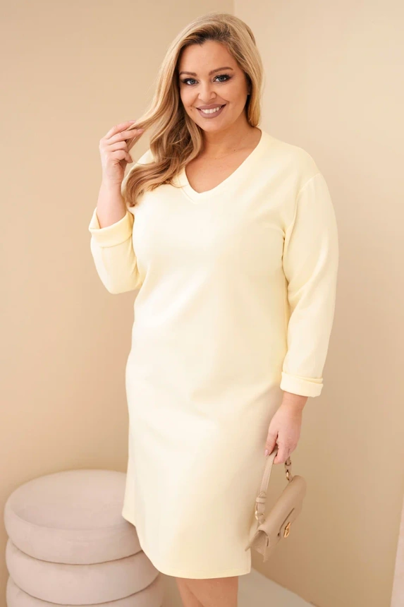 37705_2 Moteriška suknelė Plus Size su V formos iškirpte ir rankovėmis