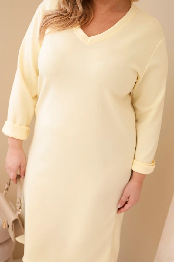 37705_3 Moteriška suknelė Plus Size su V formos iškirpte ir rankovėmis - Image 3