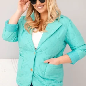 Paltas moterims Plus Size gėlėtas su apykakle ir kišenėmis