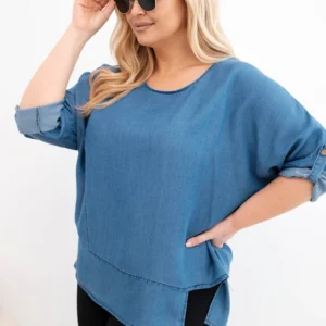 Moteriška Plus Size bluzonė iš lyocello su asimetriniu apačioje
