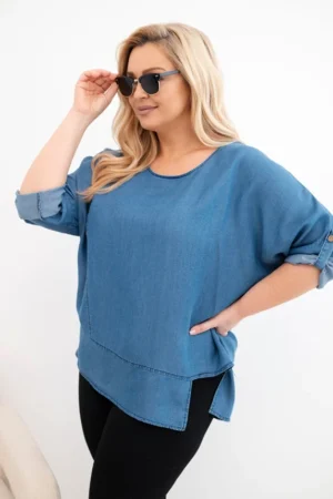 Moteriška Plus Size bluzonė iš lyocello su asimetriniu apačioje
