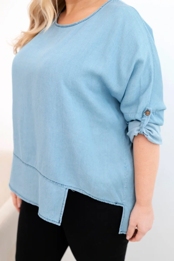 37724_4 Moteriška Plus Size marškinėliai iš lyocello su asimetriniu apačia šviesiai - Image 4