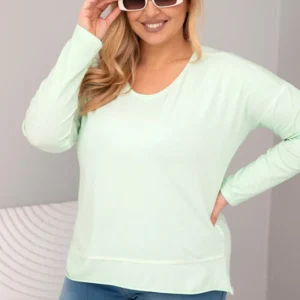 Moteriška Plus Size marškinėliai su V formos iškirpte ir ilgesne nugara