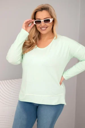 Moteriška Plus Size marškinėliai su V formos iškirpte ir ilgesne nugara