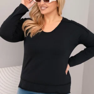 Moteriška bluzonė Plus Size su V formos iškirpte ir ilgesne nugaros dalimi