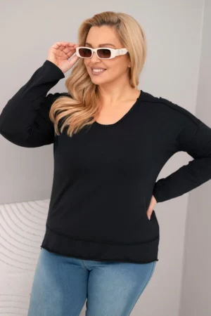 Moteriška bluzonė Plus Size su V formos iškirpte ir ilgesne nugaros dalimi