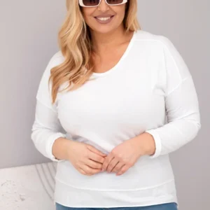 Moteriška Plus Size marškinėliai su V formos iškirpte ir ilgesniu nugara