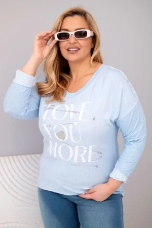 Moteriška bluzonė Plus Size su užrašu Love You More