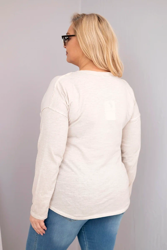 37746_2 Moteriška Plus Size bluzonė su užrašu Love You More bežinė - Image 4