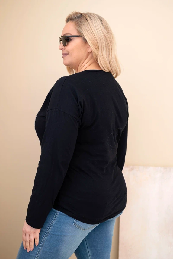 37759_2 Moteriška Plus Size marškinėliai su spauda ir ilgesne nugara - Image 4