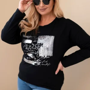 Moteriška Plus Size marškinėliai su spauda ir ilgesne nugara